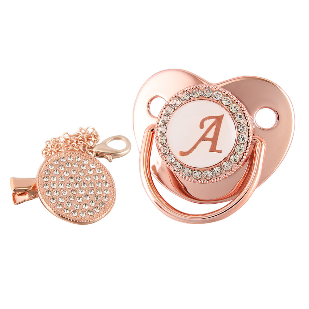 Alphabet Baby Soother Pacifier Rose Gold Color