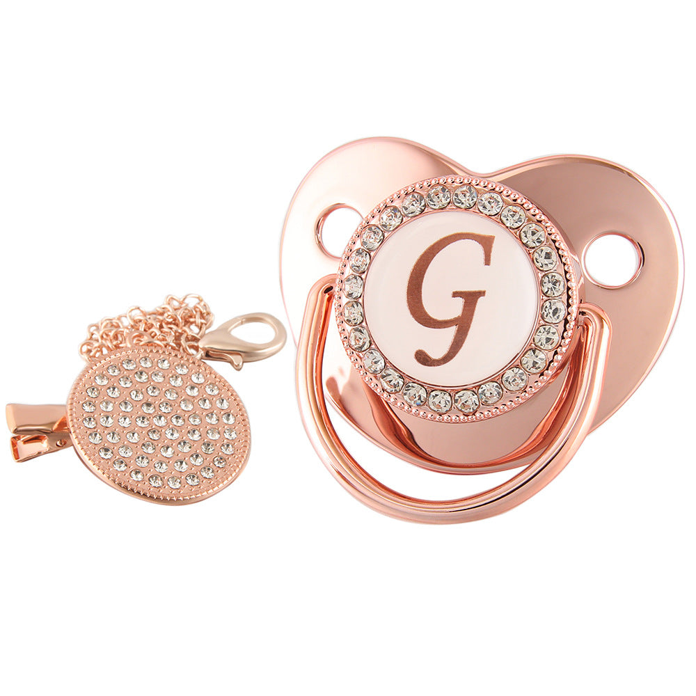 Alphabet Baby Soother Pacifier Rose Gold Color