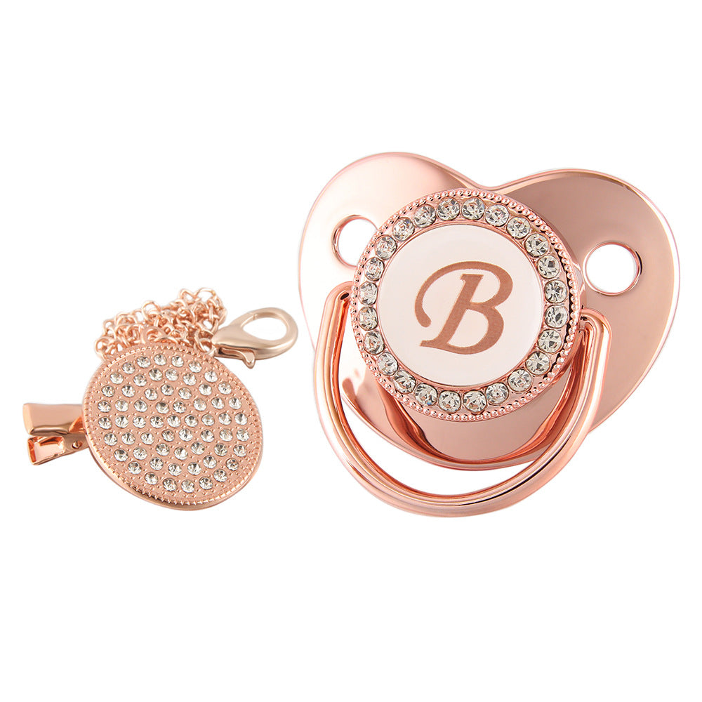 Alphabet Baby Soother Pacifier Rose Gold Color