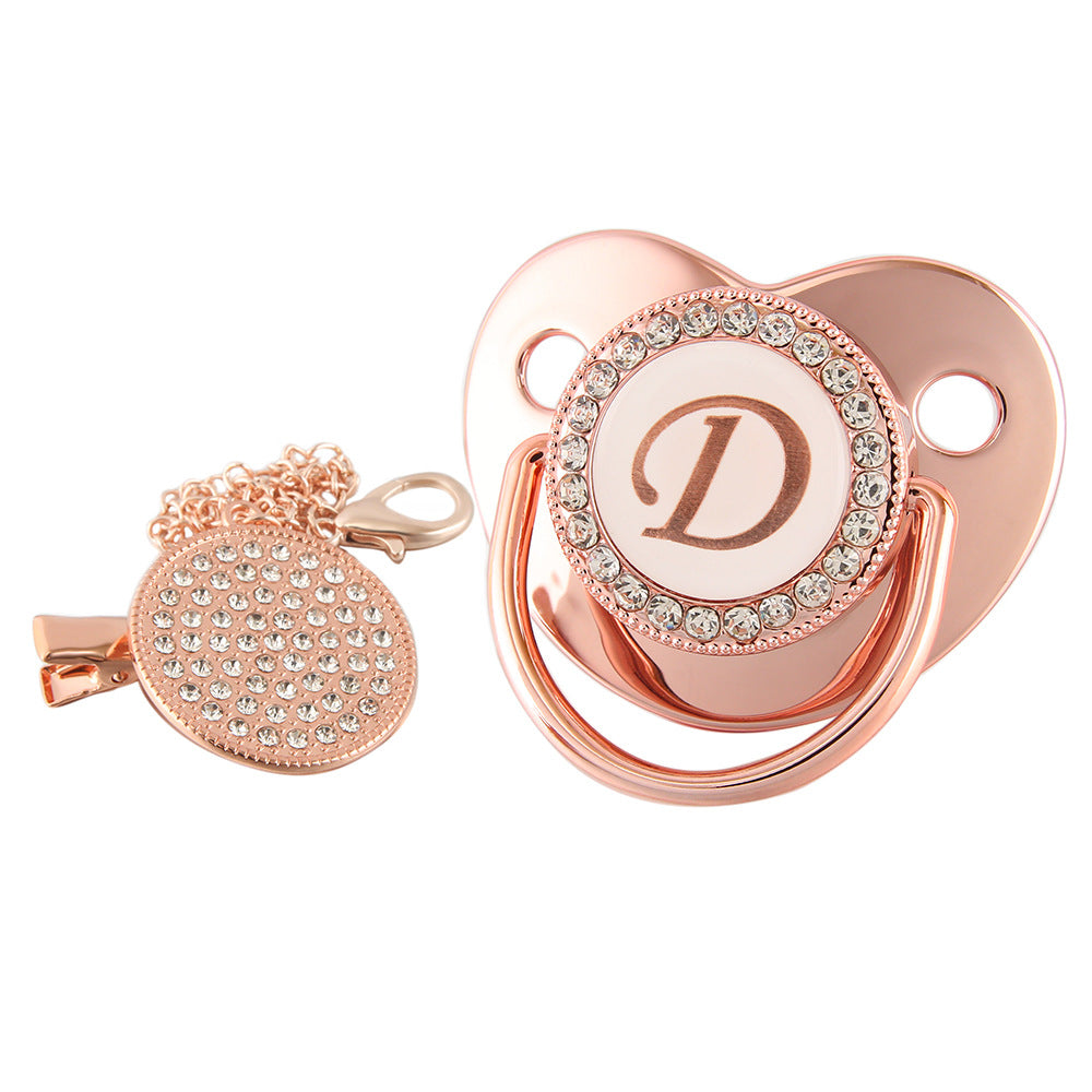 Alphabet Baby Soother Pacifier Rose Gold Color