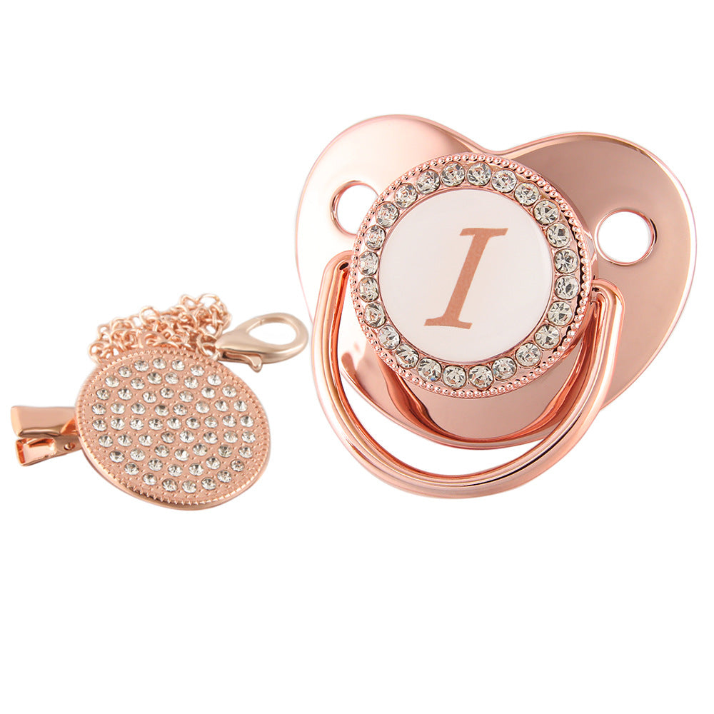 Alphabet Baby Soother Pacifier Rose Gold Color