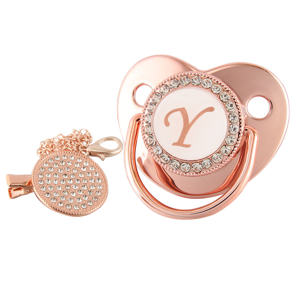 Alphabet Baby Soother Pacifier Rose Gold Color