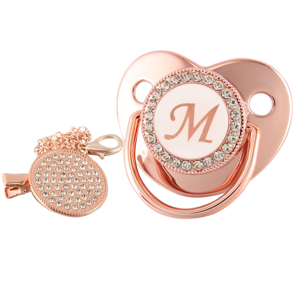 Alphabet Baby Soother Pacifier Rose Gold Color