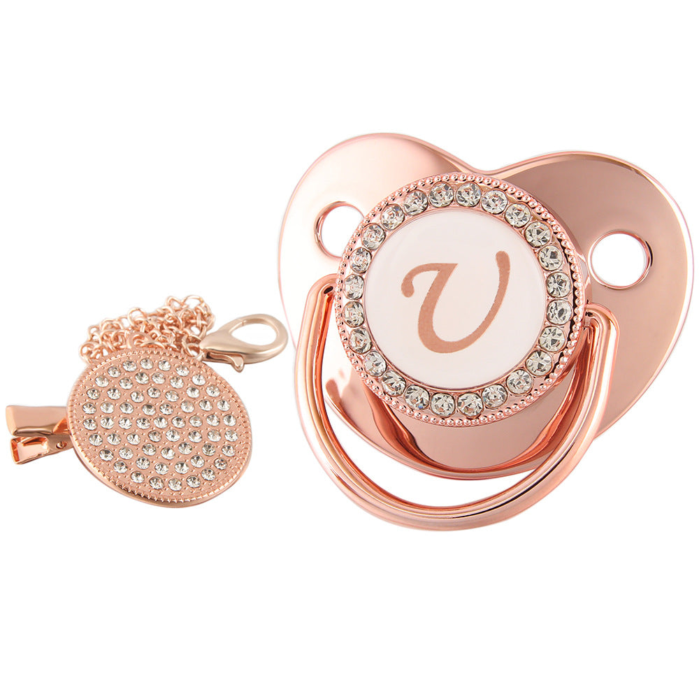 Alphabet Baby Soother Pacifier Rose Gold Color