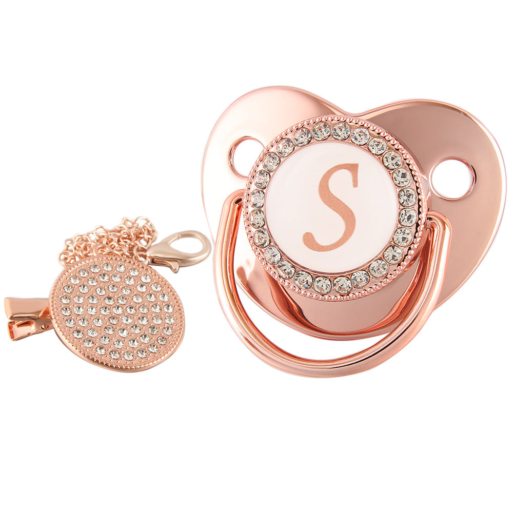 Alphabet Baby Soother Pacifier Rose Gold Color