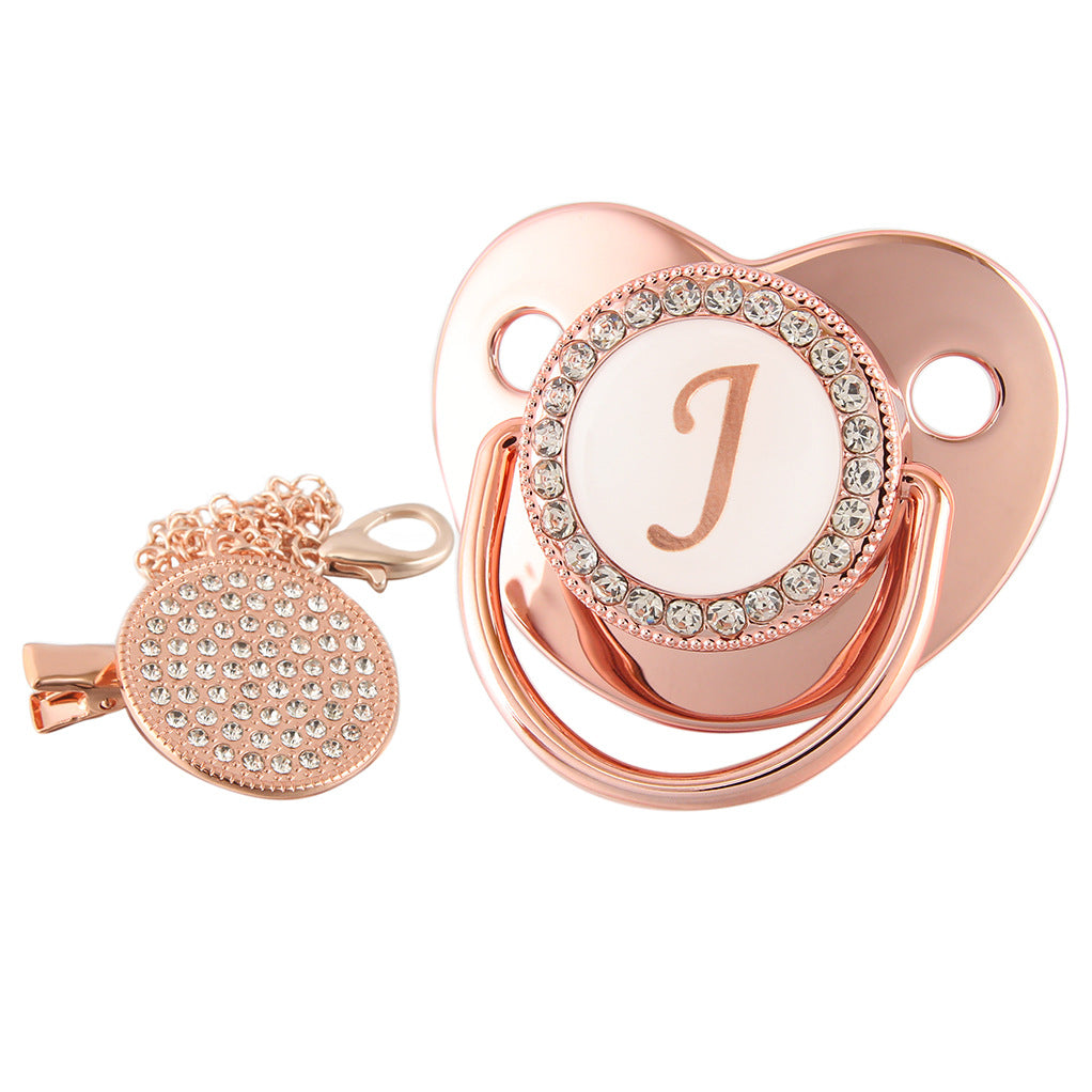 Alphabet Baby Soother Pacifier Rose Gold Color