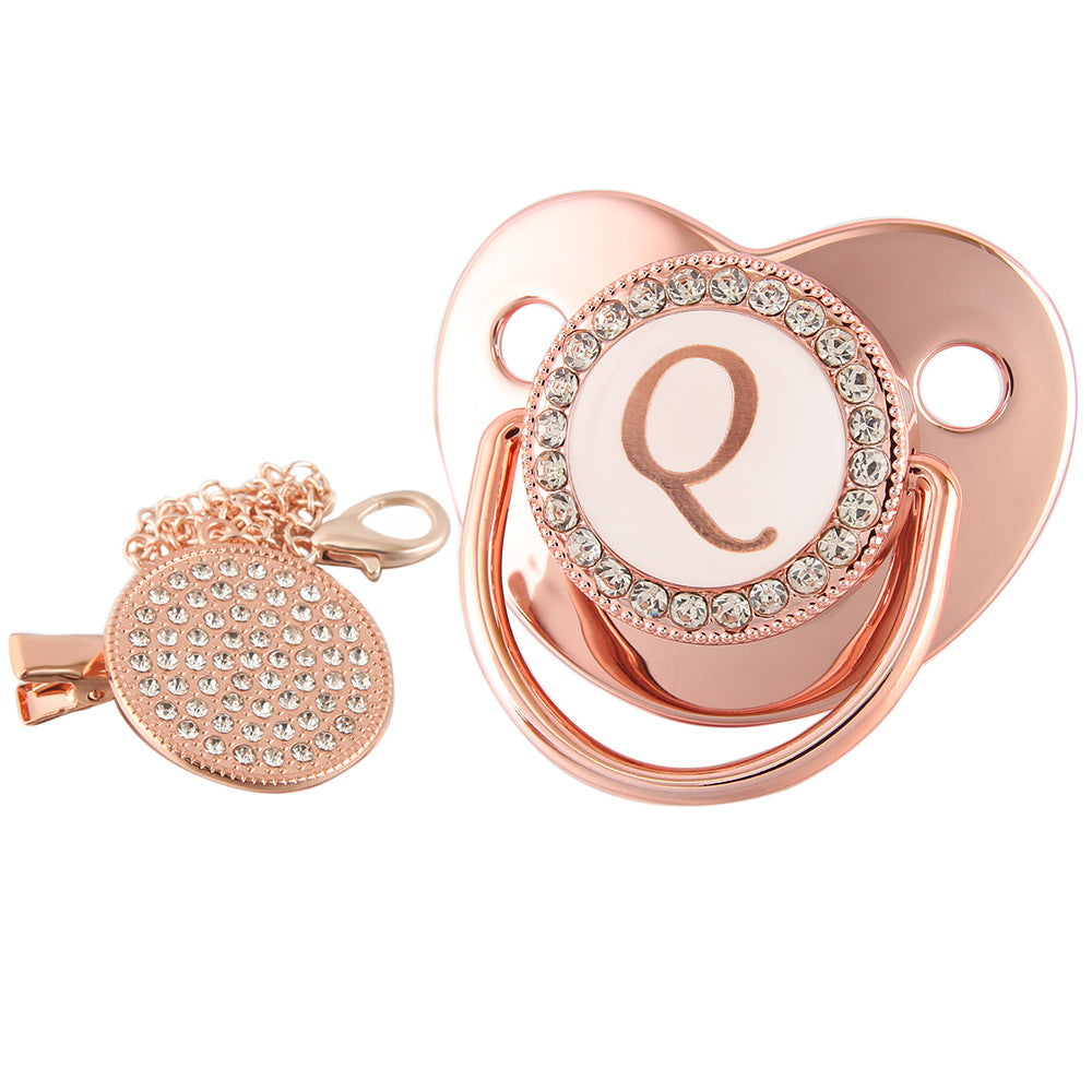 Alphabet Baby Soother Pacifier Rose Gold Color