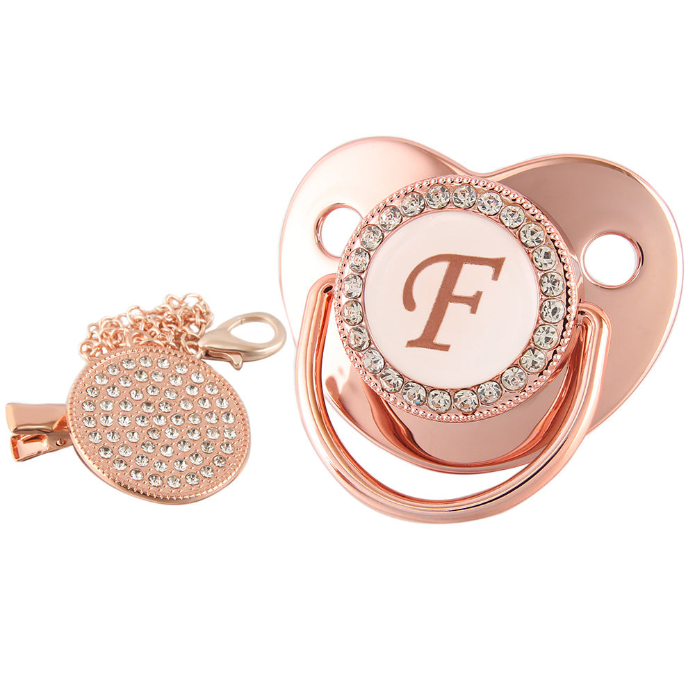 Alphabet Baby Soother Pacifier Rose Gold Color