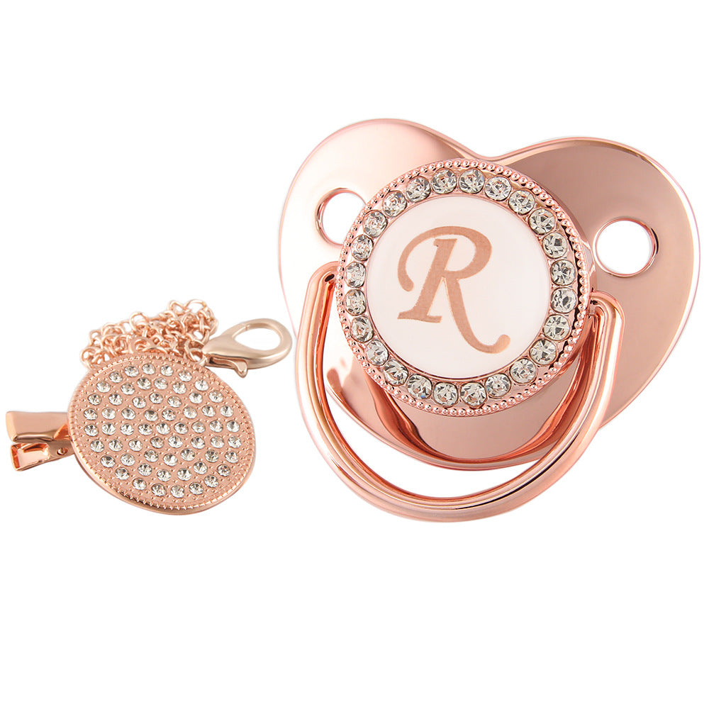 Alphabet Baby Soother Pacifier Rose Gold Color