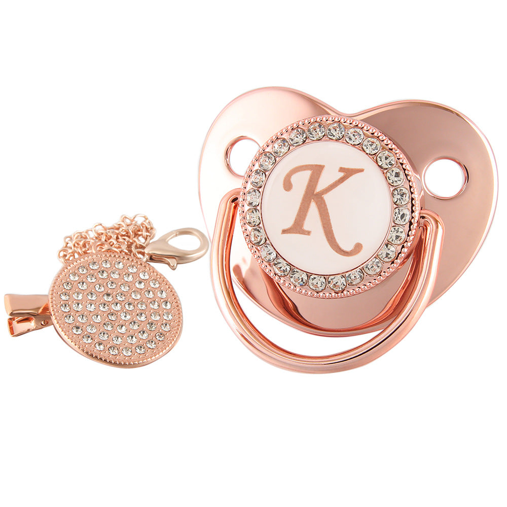 Alphabet Baby Soother Pacifier Rose Gold Color