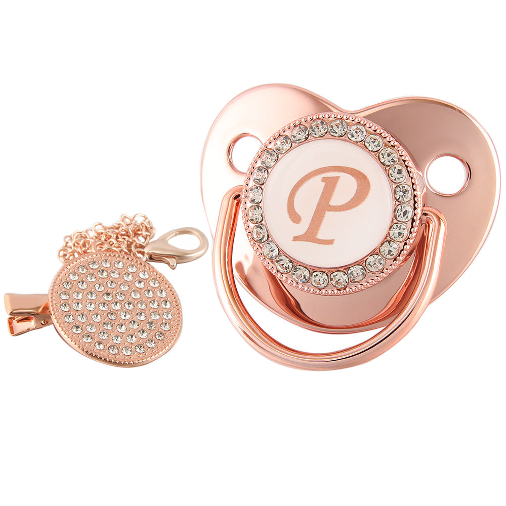 Alphabet Baby Soother Pacifier Rose Gold Color