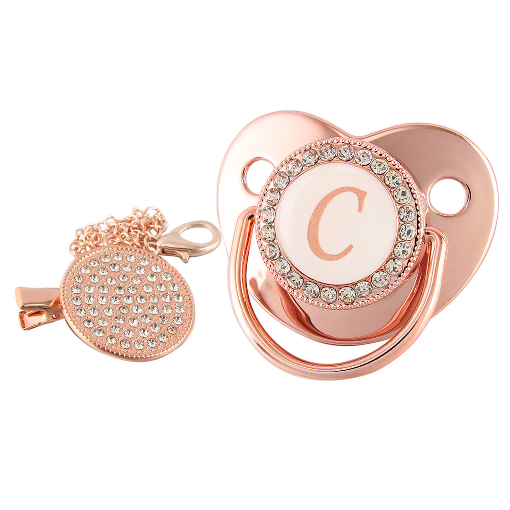 Alphabet Baby Soother Pacifier Rose Gold Color