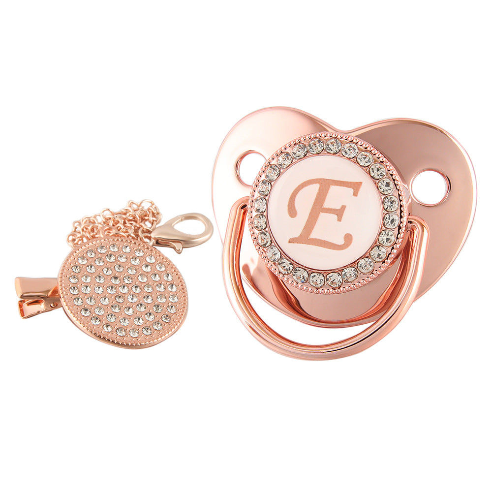 Alphabet Baby Soother Pacifier Rose Gold Color