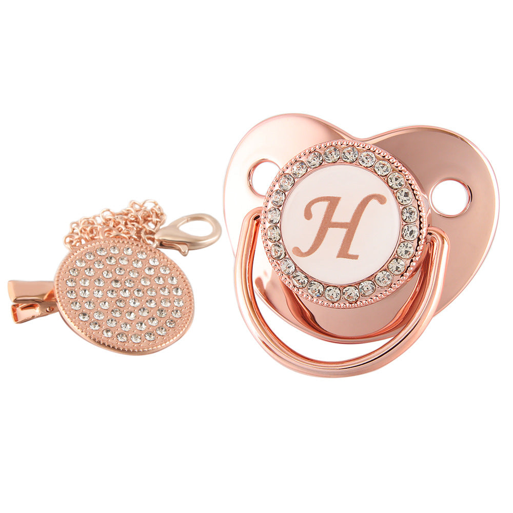 Alphabet Baby Soother Pacifier Rose Gold Color