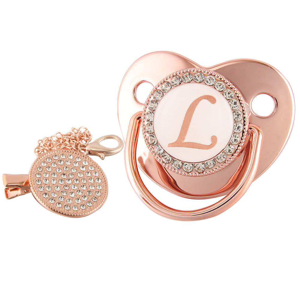 Alphabet Baby Soother Pacifier Rose Gold Color