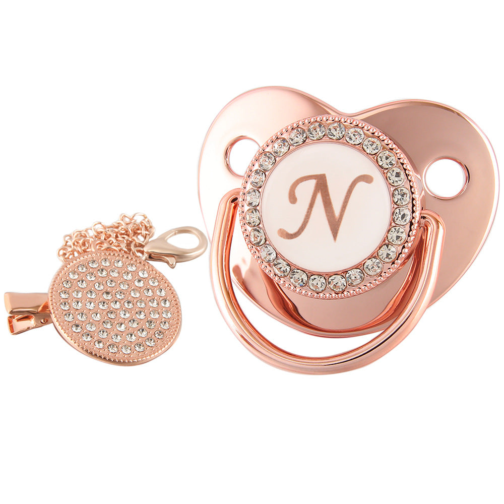 Alphabet Baby Soother Pacifier Rose Gold Color